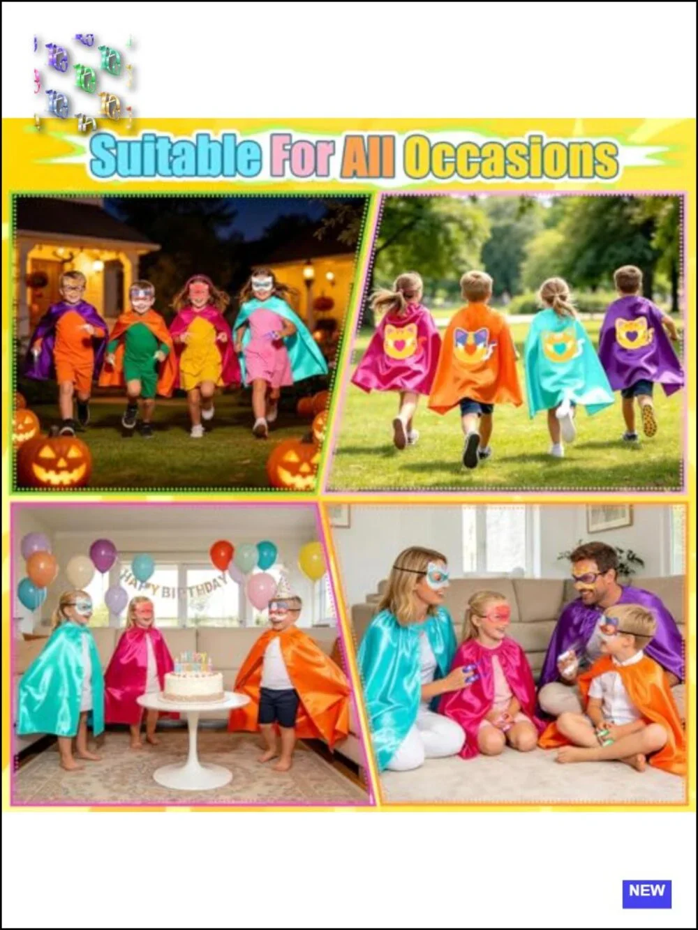 Kids Kitties Cape Costume Set with Masks & Finger Lights Dress Up Play